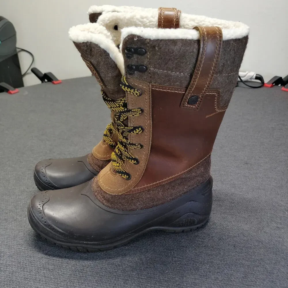 The North Face Shellista 3 Mid Boots Womens 7 Brown Faux Fur Waterproof